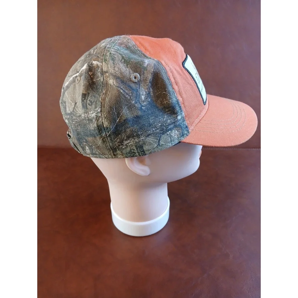 Realtree Childs Hunting Unstructured Baseball‎ Cap Hat Orange Camo Patch #1600